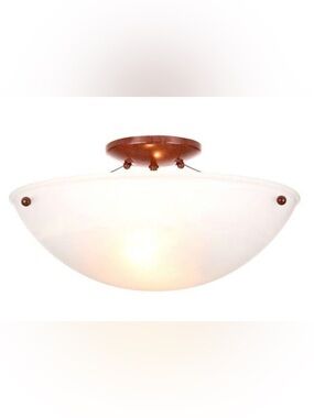 Hampton Bay 15 inches 2 lights Semi-Flush Mount with Faux Alabaster Glass Shade.